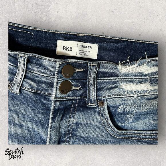BKE Parker Women's Distressed Skinny Jeans Size 24 x 27 x 10 Blue Denim Pants - Picture 2 of 3